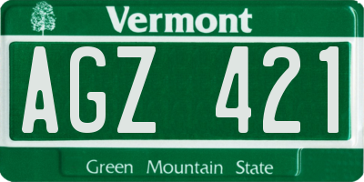 VT license plate AGZ421