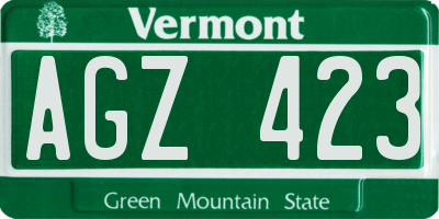 VT license plate AGZ423
