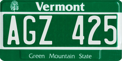 VT license plate AGZ425