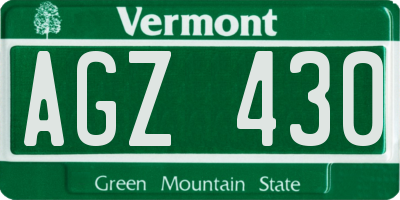 VT license plate AGZ430