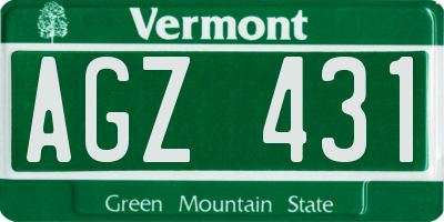 VT license plate AGZ431