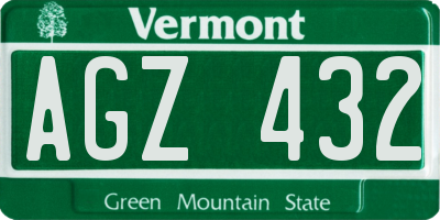 VT license plate AGZ432