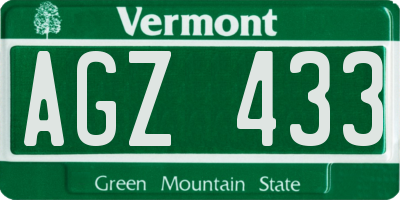 VT license plate AGZ433