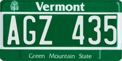 VT license plate AGZ435