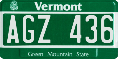 VT license plate AGZ436