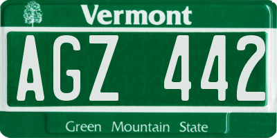 VT license plate AGZ442
