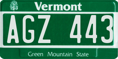 VT license plate AGZ443