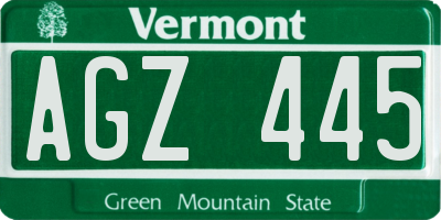 VT license plate AGZ445