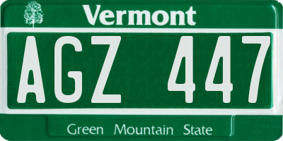 VT license plate AGZ447