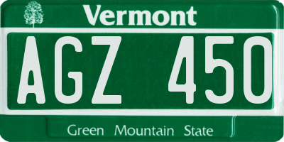 VT license plate AGZ450