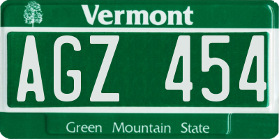 VT license plate AGZ454