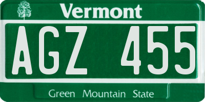 VT license plate AGZ455