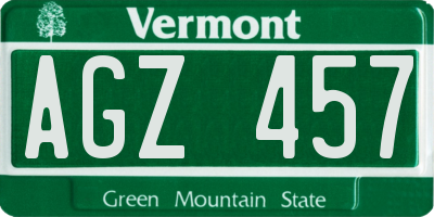 VT license plate AGZ457
