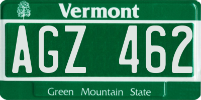 VT license plate AGZ462