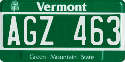 VT license plate AGZ463