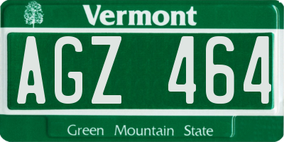 VT license plate AGZ464
