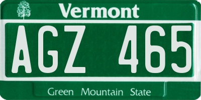 VT license plate AGZ465