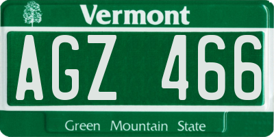VT license plate AGZ466