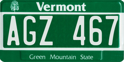 VT license plate AGZ467