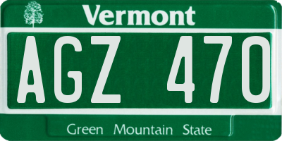 VT license plate AGZ470