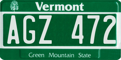 VT license plate AGZ472