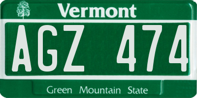 VT license plate AGZ474