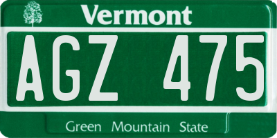VT license plate AGZ475