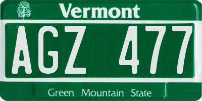 VT license plate AGZ477