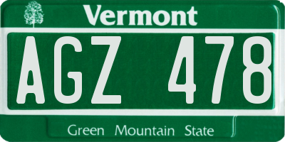 VT license plate AGZ478