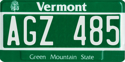 VT license plate AGZ485
