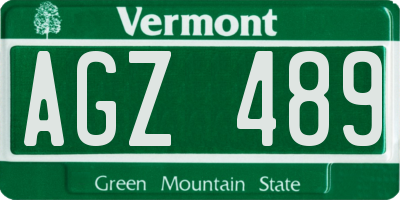 VT license plate AGZ489