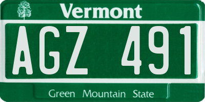 VT license plate AGZ491