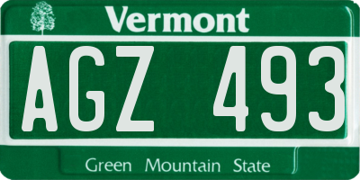 VT license plate AGZ493