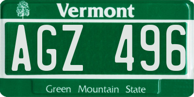 VT license plate AGZ496