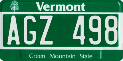 VT license plate AGZ498