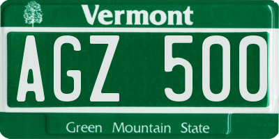 VT license plate AGZ500