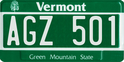 VT license plate AGZ501