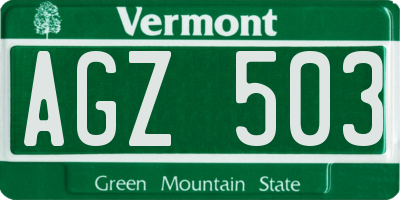 VT license plate AGZ503