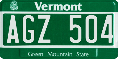 VT license plate AGZ504