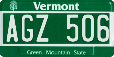 VT license plate AGZ506