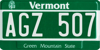 VT license plate AGZ507