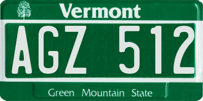 VT license plate AGZ512