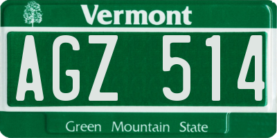 VT license plate AGZ514