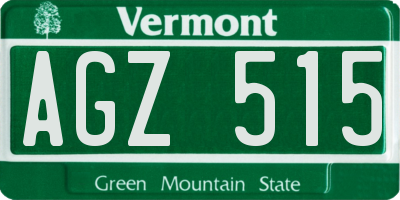 VT license plate AGZ515