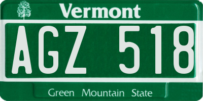 VT license plate AGZ518