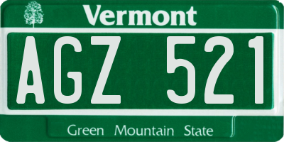VT license plate AGZ521