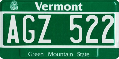 VT license plate AGZ522