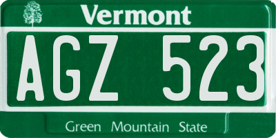 VT license plate AGZ523