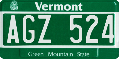 VT license plate AGZ524