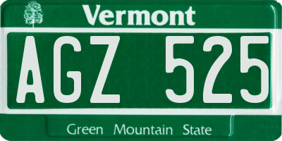 VT license plate AGZ525